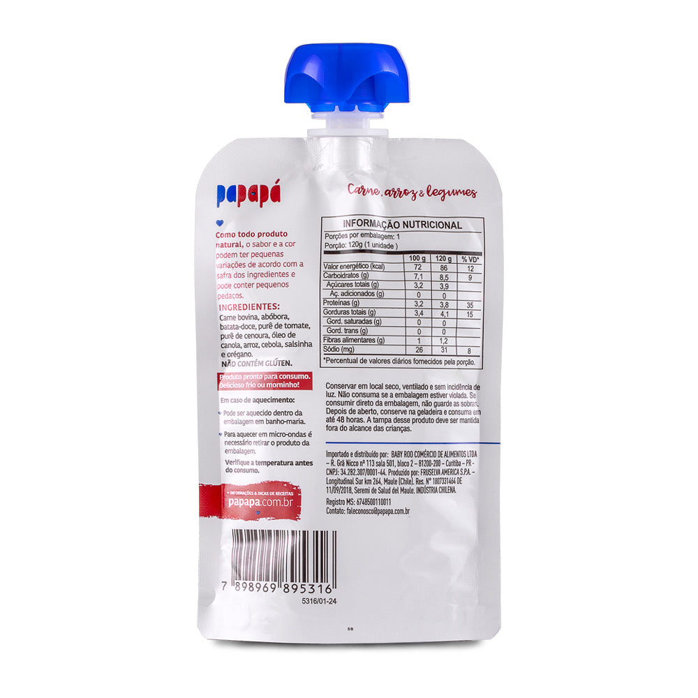 Papinha papapá carne, arroz e legumes 120 g